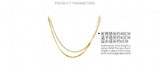 925 Sterling Silver Double Rows Snakebone Chain Necklace Clavicle
