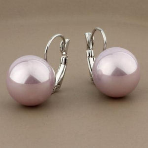Big Shell Pearl Drop Earrings Silver - Women Gift