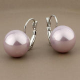 Big Shell Pearl Drop Earrings Silver - Women Gift
