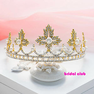 Wedding Crystal Faux Pearl Tiara Crowns Princess Queen Pageant Rhinestone Veil