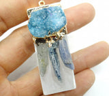 Natural Quartz Turquoise Titanium Crystal Pendant for DIY Jewelry Making