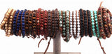 Stone Beads 3 Wrap Leather Bracelet