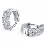 Double Row Zircon 925 Silver Stud Earrings Anti-Allergic Women
