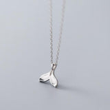 S925 Sweet Whale Dolphin Fish Tail Leaves Pendant Necklace