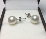 AAA+ 7-8MM Akoya Pearls Earrings 925 Sterling Silver