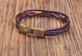 Brown Leather Hemp Braided Surfer Wristband Bracelet Cuff