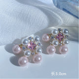 Pink Diamond Fairy Princess Earrings Tassel Sweet Retro Light Earrings