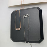 Messica925 Sterling Silver Necklace with Sliding Diamonds