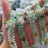 Chinese Jade Jadeite Sunflower Beads Bracelet Charm Jewellery
