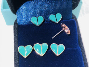 KSNY Spade Mini Enamel Peach Heart Earrings Green