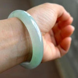 Natural Burmese Jade Light Green Bracelet 54-64mm