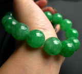 Natural Burmese Emerald Green Round Bead Bracelet for Men and Women