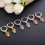 925 Silver Zircon Drop Earrings Evil Eye Hoop Jewelry