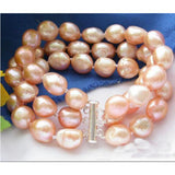 8mm Pink Baroque Freshwater Pearl Bracelet - Magnet Clasp