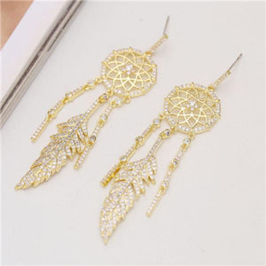 Vintage Dream Catcher Drop Earrings Cubic Zircon Silver Jewelry