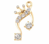 20PCS 15x30mm Rhinestones Crown Music Note Pendant Charms for Floating Locket