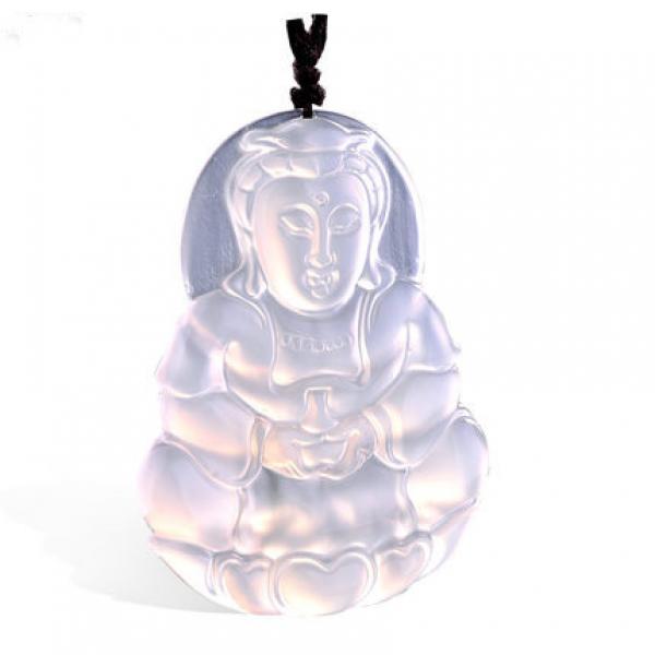 Natural Ice Chalcedony Leaf Pendant Jade Flowers Amulet For Girls