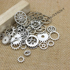 100PCS Mix Antique Charms Steampunk Gear Pendant Jewelry Making