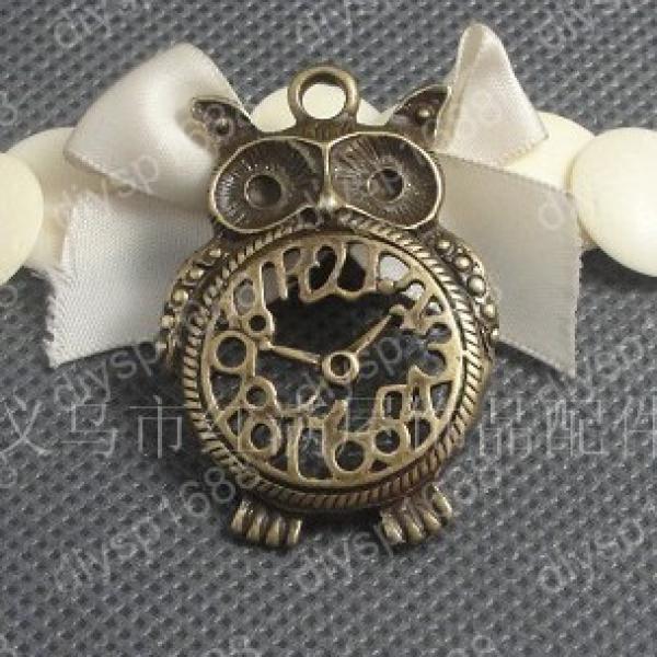 20 pcs Antique Bronze Owl Clock Charms Pendants Jewelry Findings