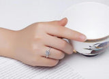 Real Tibetan Silver Zircon Heart Claws Wedding Ring for Women