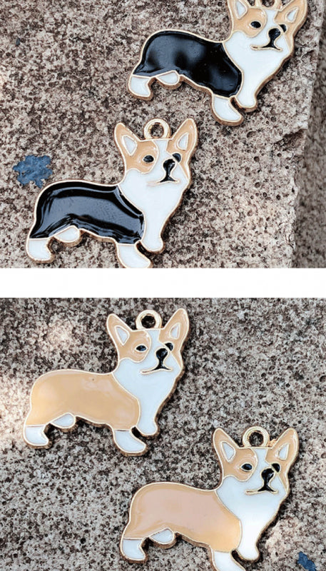 60pcs Corgi Dog Metal Charm Pendant DIY Jewelry Making Set