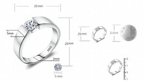 Tibetan Silver Ring Men 1.0ct Zirconia Wedding Band