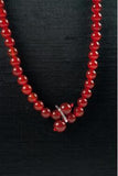 Hand Knotted Natural Green Red Stone Beads Necklace