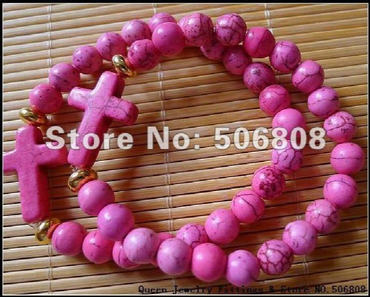 Rose Cross Bracelets Stretch Beaded Jewelry 15PCS/LOT