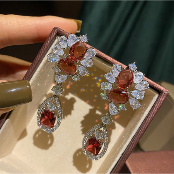 Pigeon Blood Red Water Drop Ruby Earrings