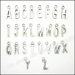 520pcs Alphabet Letter Pendant Tibetan Silver Charms for Bracelet Necklace DIY