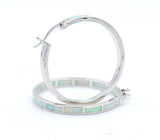 32mm Green Fire Opal Hoop Earrings for Women