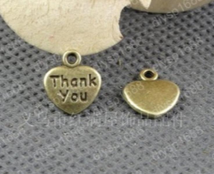 200 pcs Antique Bronze Love-Thank you Charms Pendants