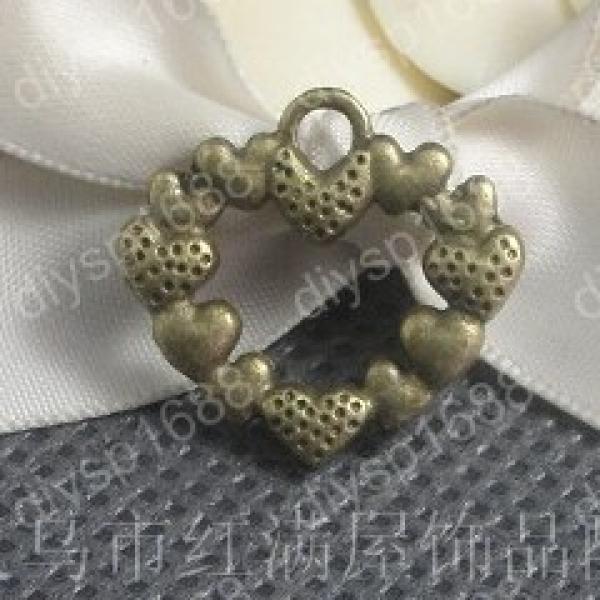 100pc Antique Bronze Plated Heart Charms Pendants for Jewelry Making