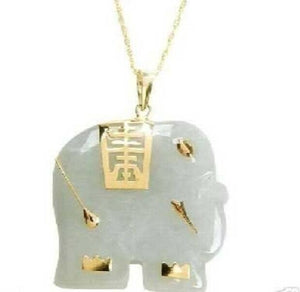 Jade Elephant Pendant Necklace Charm Jewelry Gift