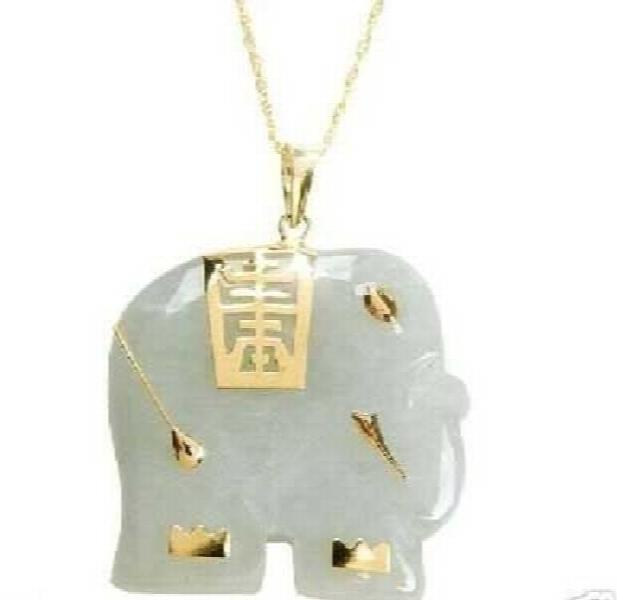 Jade Elephant Pendant Necklace Charm Jewelry Gift