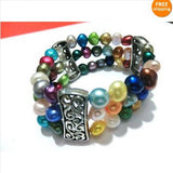 Elastic Baroque 8-9MM Multicolor Freshwater Pearl Bracelet
