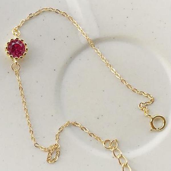 925 Silver Bracelet Red Zircon Women Jewelry