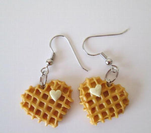 Waffle Earrings, Miniature Food Jewelry, Breakfast Gift