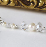 Crystal Round Freshwater Pearl S925 Silver Dangle Earrings