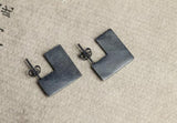 Gothic Punk Women Square Stud Earrings 925 Sterling Silver Party Jewelry