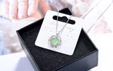 925 Silver Green Opal Stone Flower Heart Pendant Necklaces