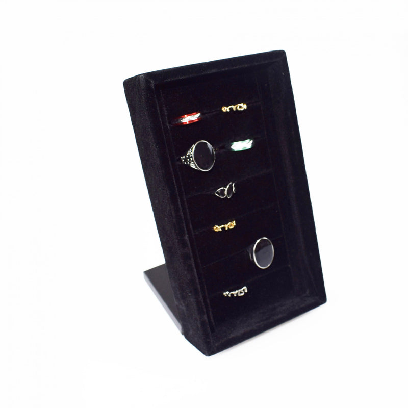 Velvet Jewelry Rings Display Stand Tray 7 Slots Case Jewelry Storage Box