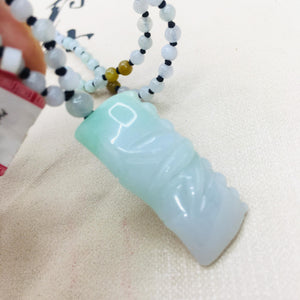 Emerald Jade Hand-Carved Bamboo Pendant Necklace for Men and Women