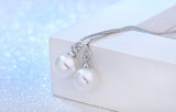 925 Sterling Silver Pearl Chain Ear Line Long Earrings For Women