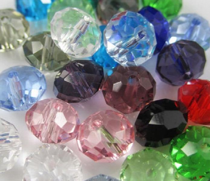 500pcs 8mm Mixed Glass Beads Rondelle Oval Spacer Crystal Necklace Hole