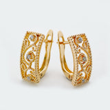 Vintage Natural Zircon Dangle Earrings 18K Rose Gold Filled Square Women Jewelry