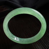 Zheru Jewelry Natural Burmese Light Green Jade 54mm-64mm Bracelet