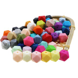 100pcs Hexagon Silicone Beads 13mm Baby Teether Necklace Chew Beads