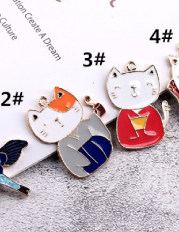 40pcs Cartoon Lucky Cats Metal Charm Pendant for DIY Jewelry Making