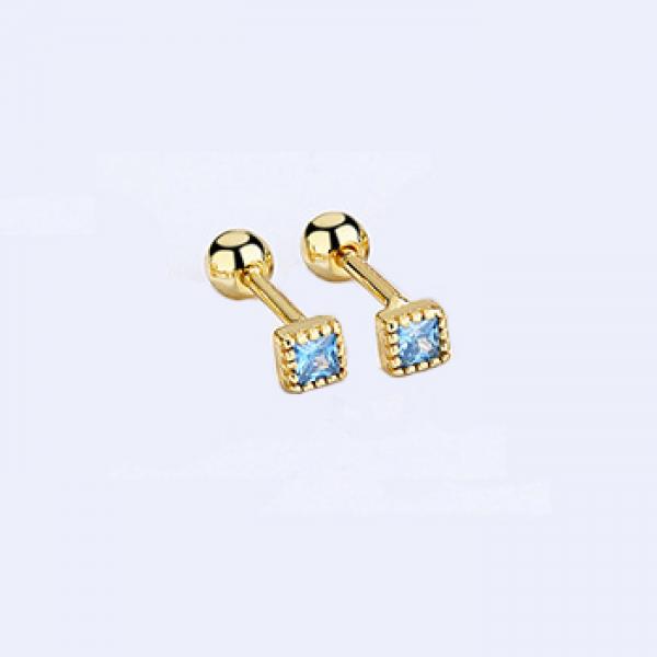 925 Silver Zircon Square Stud Earrings Classic Jewelry